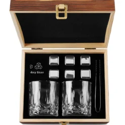 Zestaw Whisky | Szklanki, Szczypce i Kamienie ze Stali Nierdzewnej