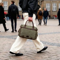 Zielono-brązowa torba na laptopa Sigurd