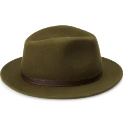 Zielony kapelusz fedora z płaskim rondem Flavio Moda