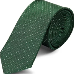 Zielony krawat jedwabny w kropki 6 cm
