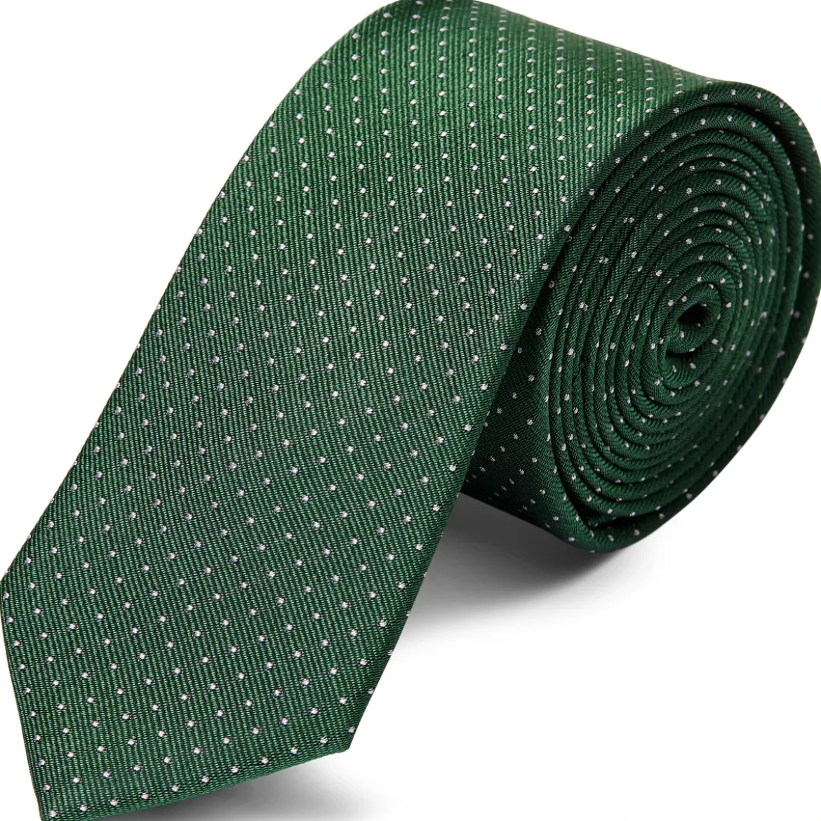 Zielony krawat jedwabny w kropki 6 cm