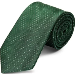 Zielony krawat jedwabny w kropki 8 cm