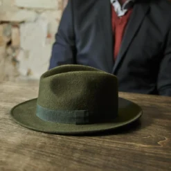 Zielony wełniany kapelusz fedora Alessandria Fido