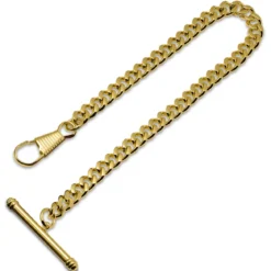 Złocisty stalowy łańcuszek z drążkiem T do zegarka kieszonkowego