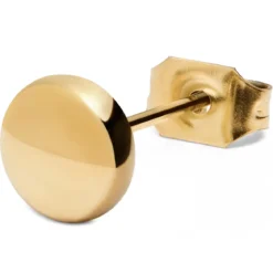 Złocisty stalowy kolczyk sztyft 6 mm